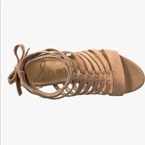 Sam Edelman camel suede cage lace up chunky heel. Size 10.